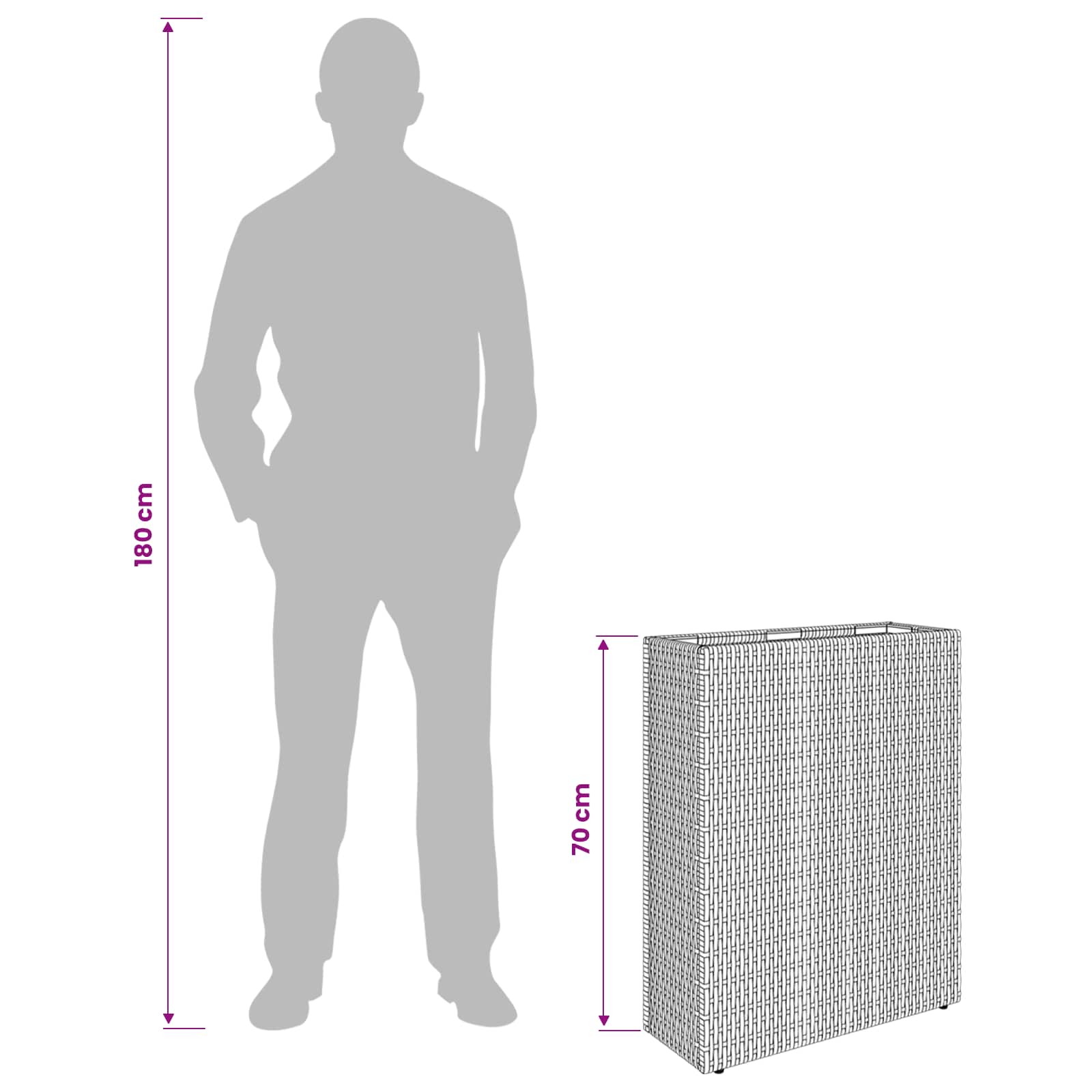 Hoge Plantenbak Zwart 55 x 22 x 70 cm polyrattan image 10