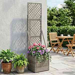 Vrtna sadilnika s treliso Siva 35 x 30 x 135 cm poli ratan