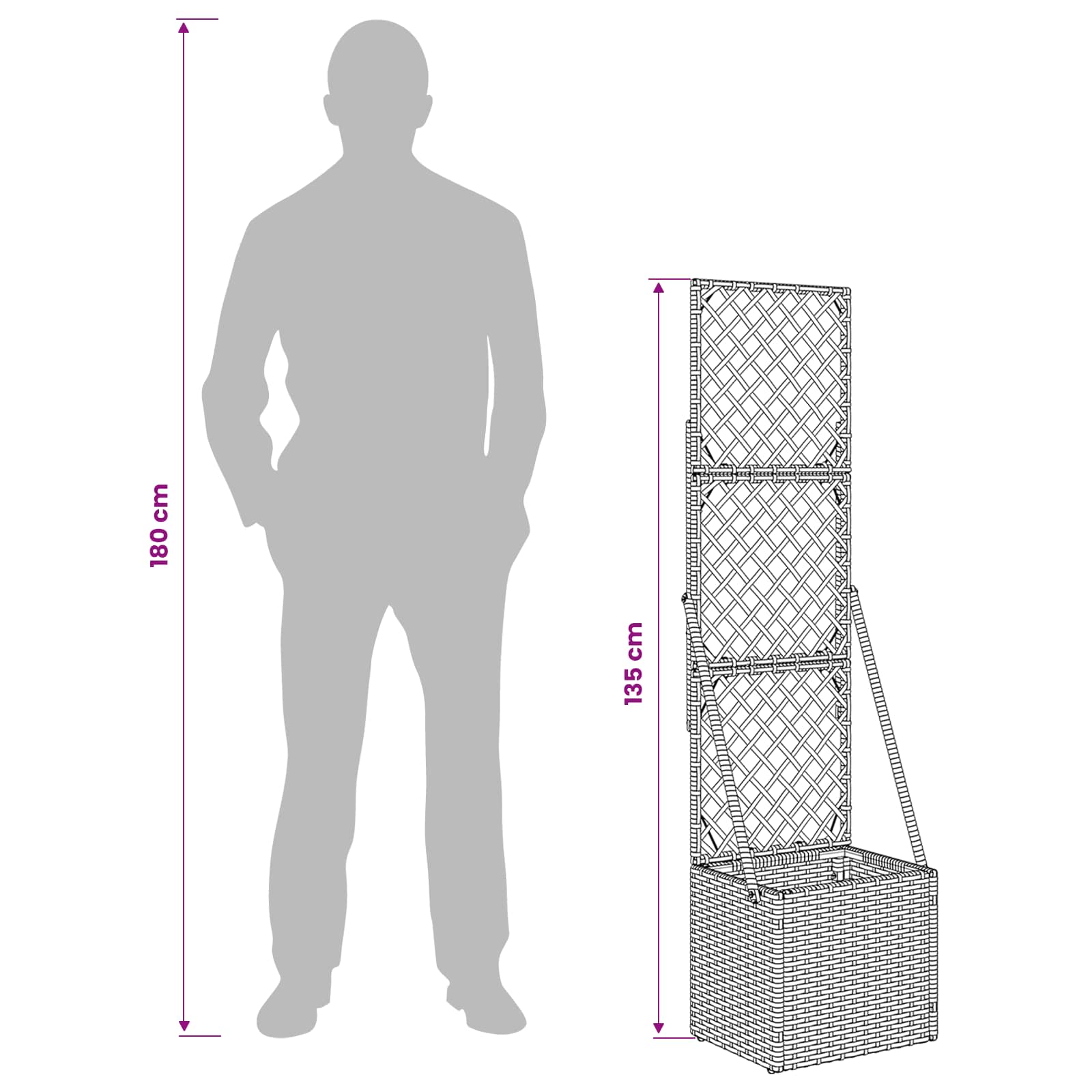 Tuindruppel met Trellis Grijs 35 x 30 x 135 cm poly rattan image 11