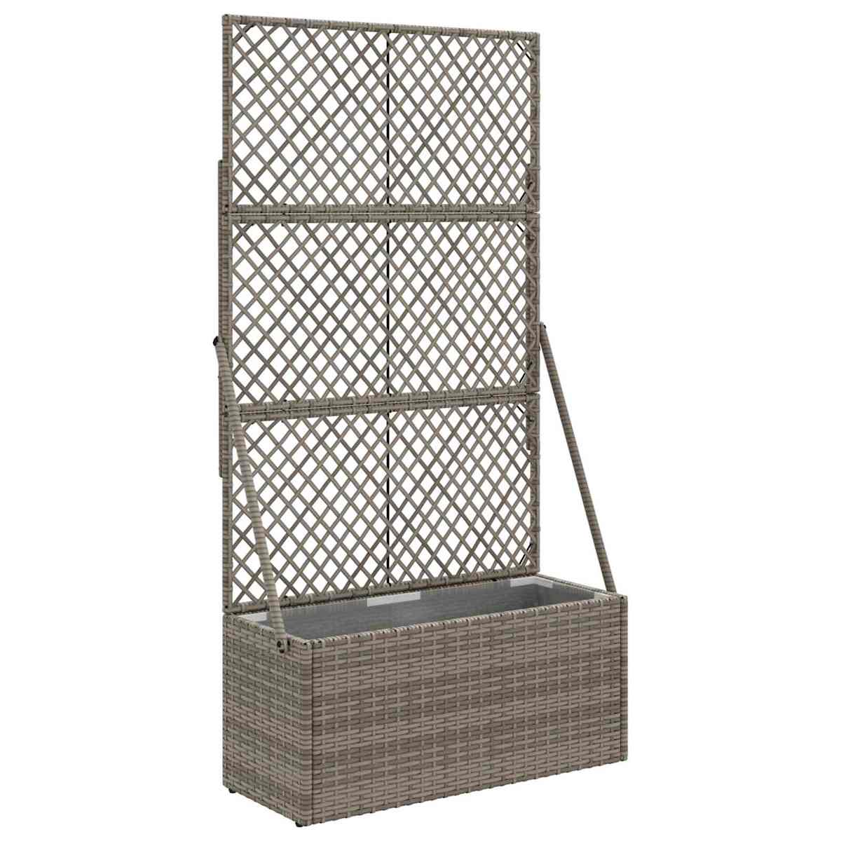 Havekrukke med trellis Grå polyrattan - Billede 2