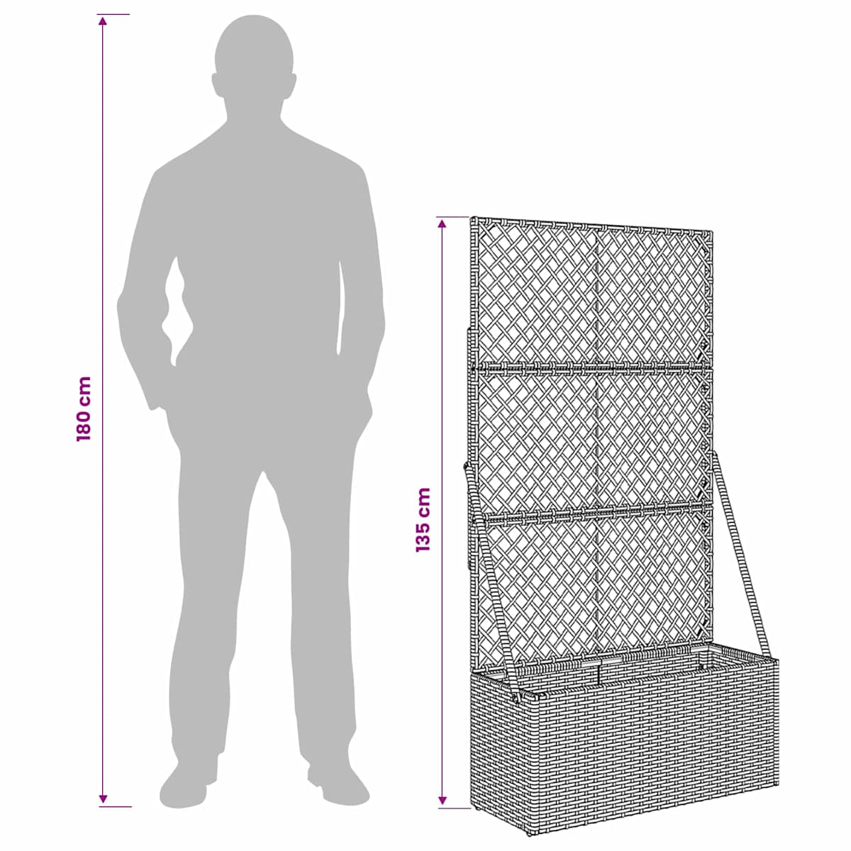 Havekrukke med trellis Grå polyrattan - Billede 11