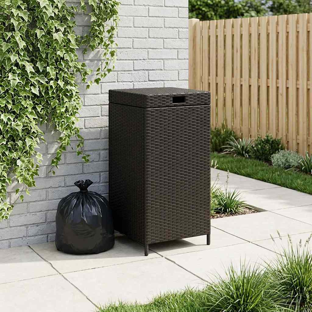 Buiten Afvalbak Zwart 40 x 40 x 80 cm poly rattan image 1