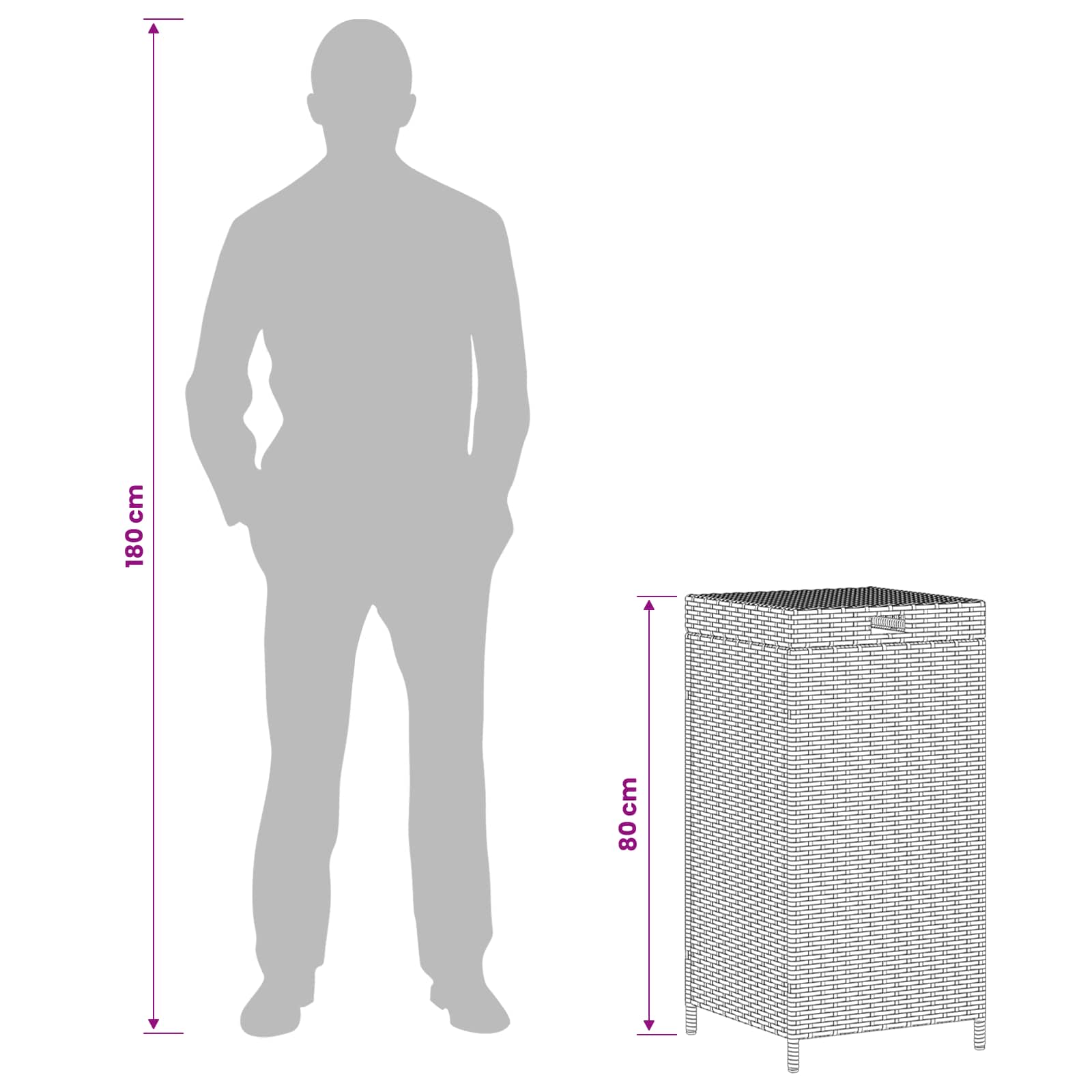 Buiten Afvalbak Bruin 40 x 40 x 80 cm poly rattan image 12