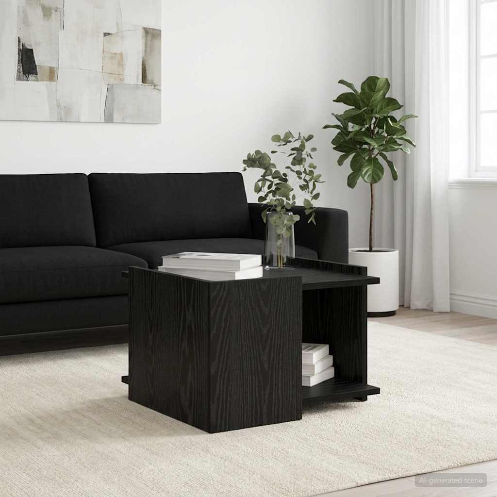 vidaXL Masă de cafea Stejar Negru 50,5 x 50 x 33 cm Lemn prelucrat