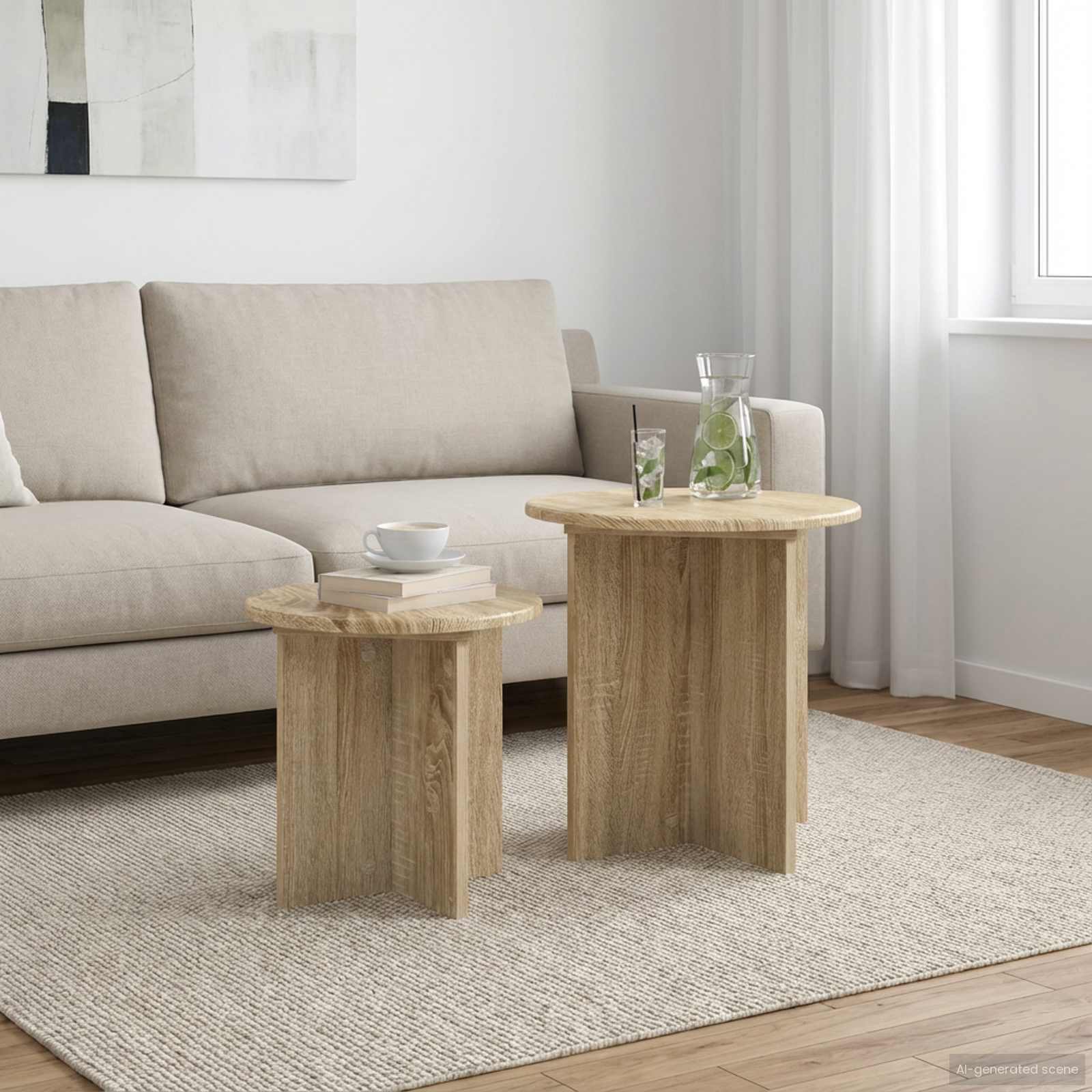 vidaXL Set măsuțe laterale 2 pcs Stejar Sonoma Lemn prelucrat