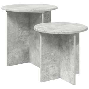 Komplet stranskih mizic 2 pcs Betonsko siva Konstruirano leseno
