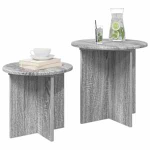 Sada odkládacích stolků 2 pcs Šedá sonoma Dřevěný materiál - obrázek 2