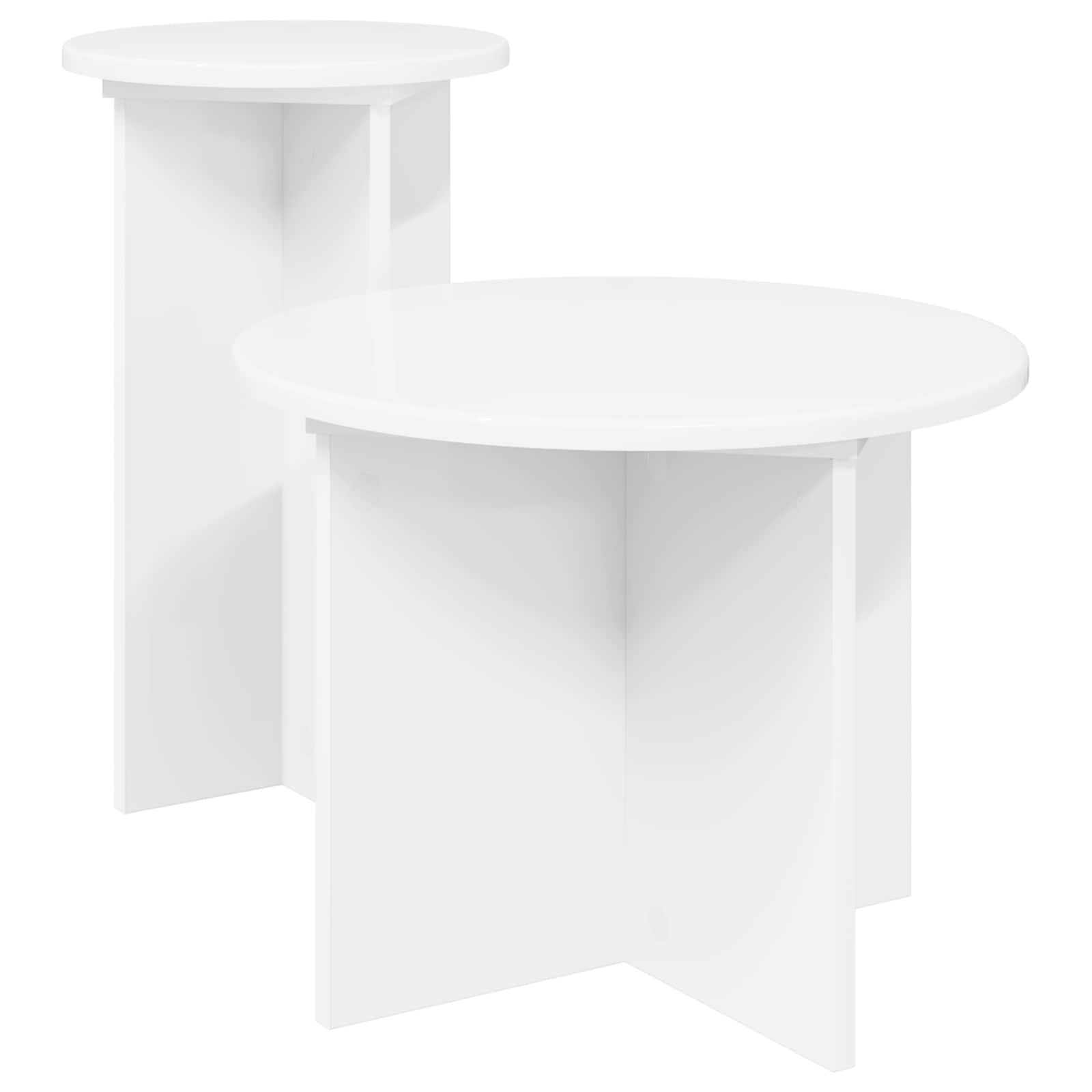 vidaXL Set măsuțe laterale cu depozitare 2 pcs Alb Lemn prelucrat