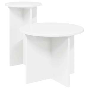 Komplet stranskih mizic 2 pcs Bela Inženirski les