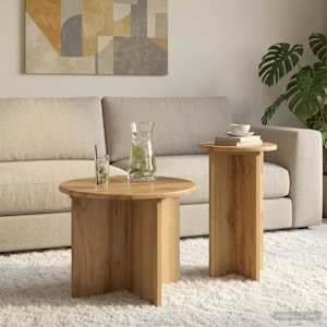 Sada odkládacích stolků 2 ks Dub artisan Ø 45 x 35 cm - obrázek 4