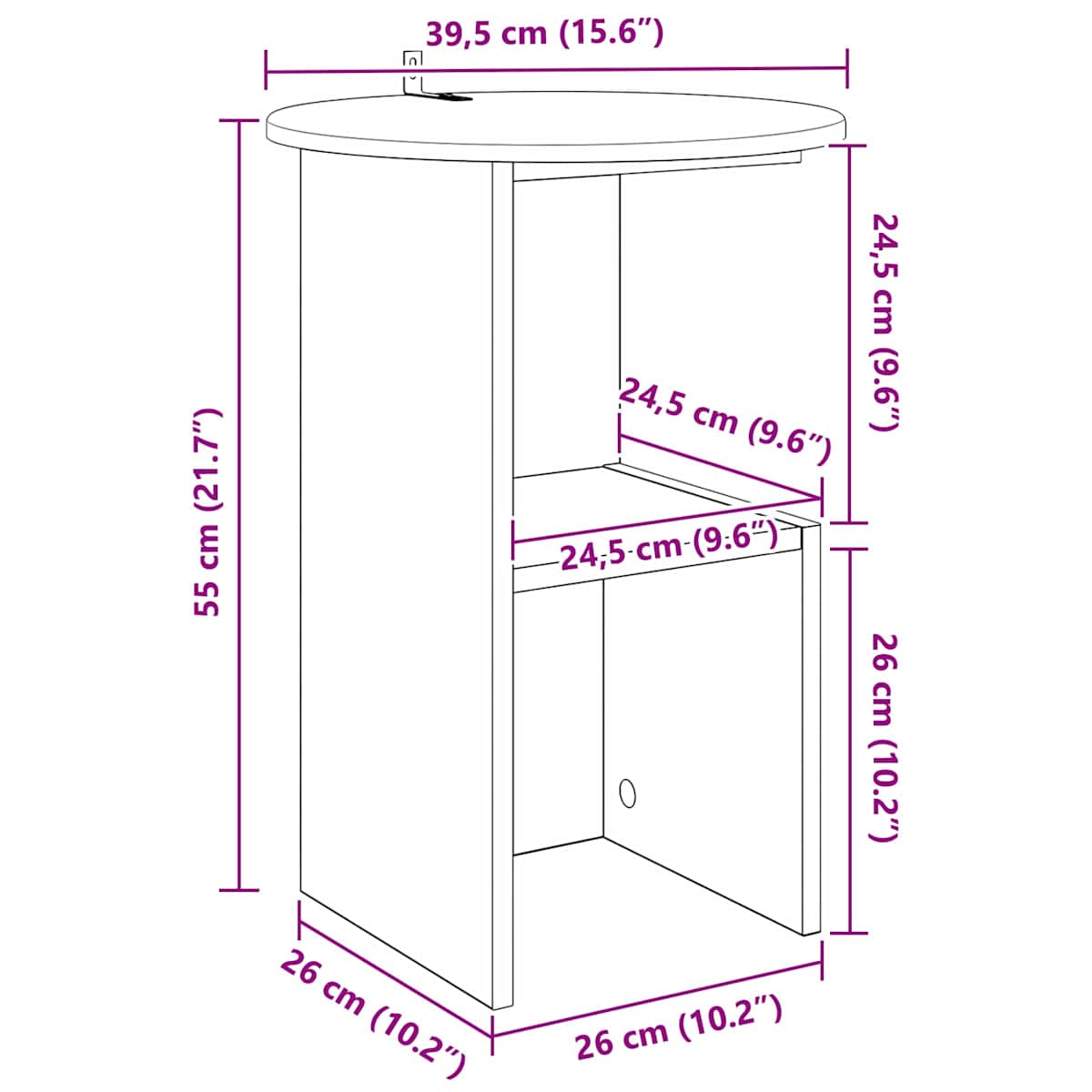 Sidebord Ø 39,5 x 55 cm Konstrueret træ - Billede 10
