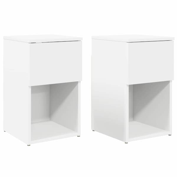 vidaXL Voodikapp 2 tk Valge 29 x 31,5 x 49 cm Tehispuit
