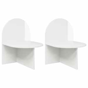 Noční stolek 2 pcs Bílá s vysokým leskem 48 x 49 x 65 cm - obrázek 2