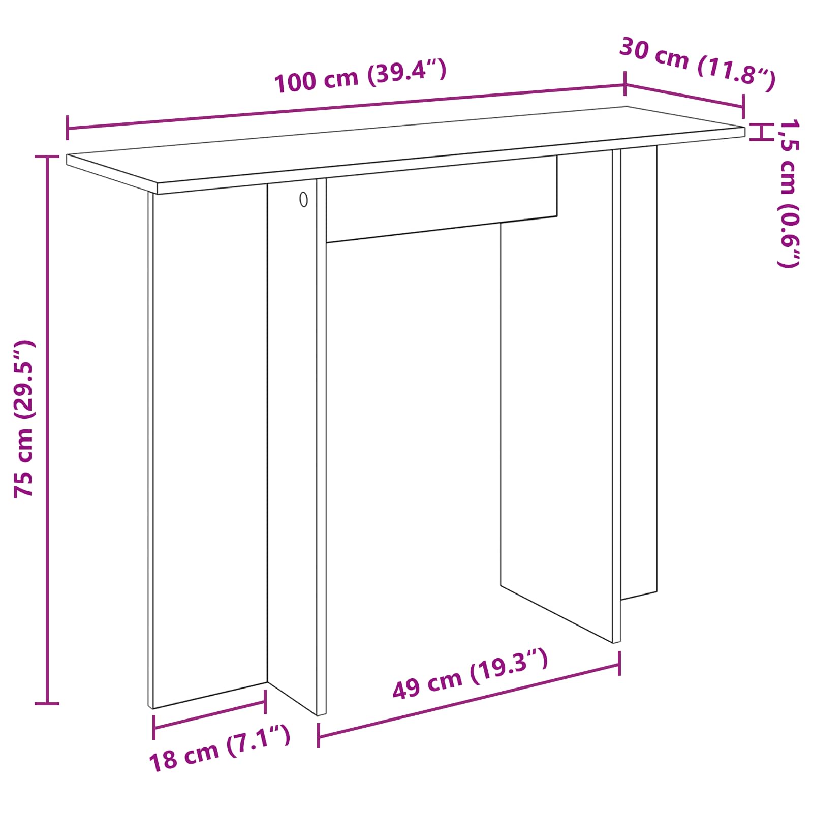 Konzolna miza Star les 100 x 30 x 75 cm Inženirski les - slika 9