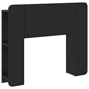 Posteljna glava s shranjevanjem Črna Inženirski les