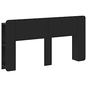 Posteljna glava s shranjevanjem Črna Inženirski les