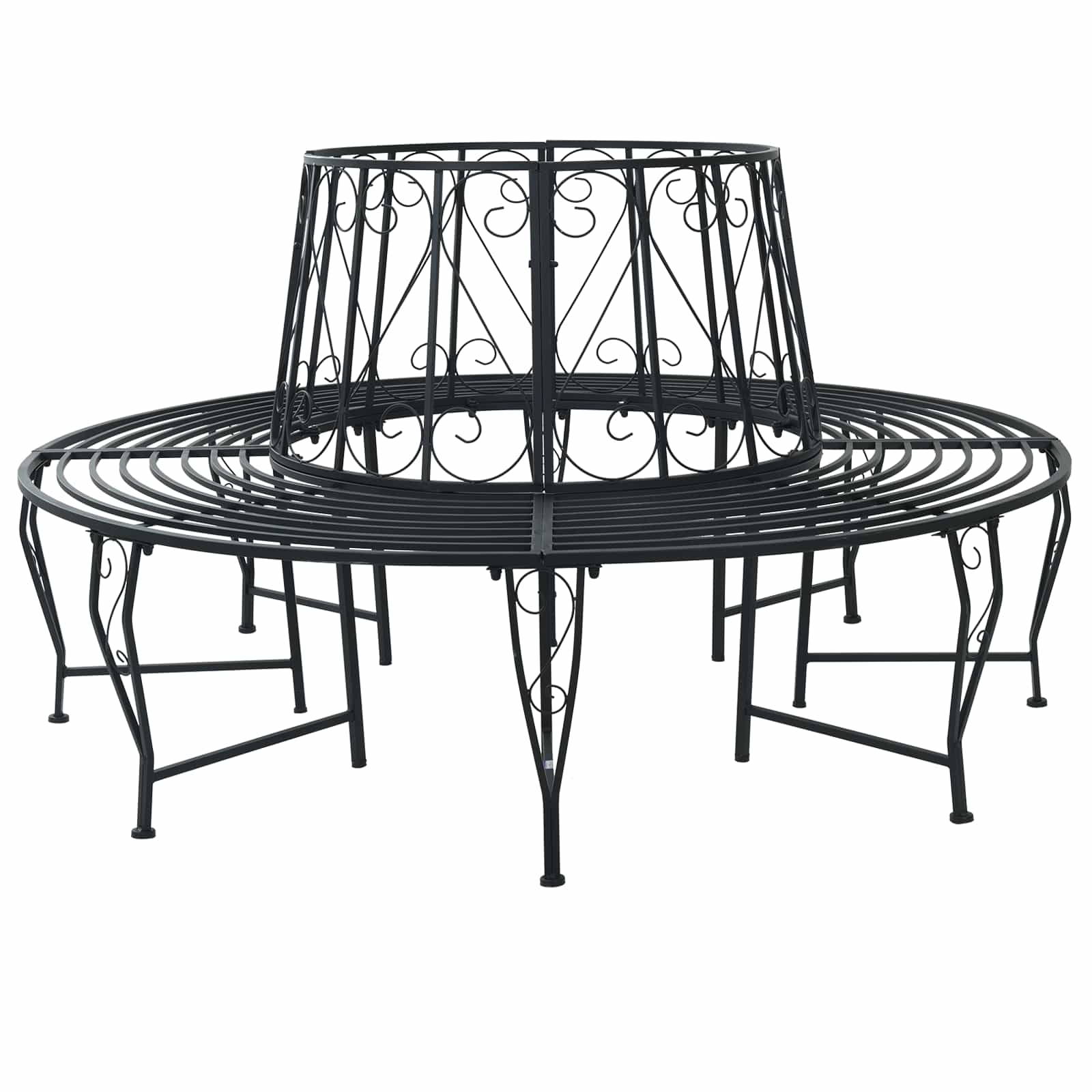 Banka Dreves Ø 160 x 89 cm Jeklo Črna Okrogla