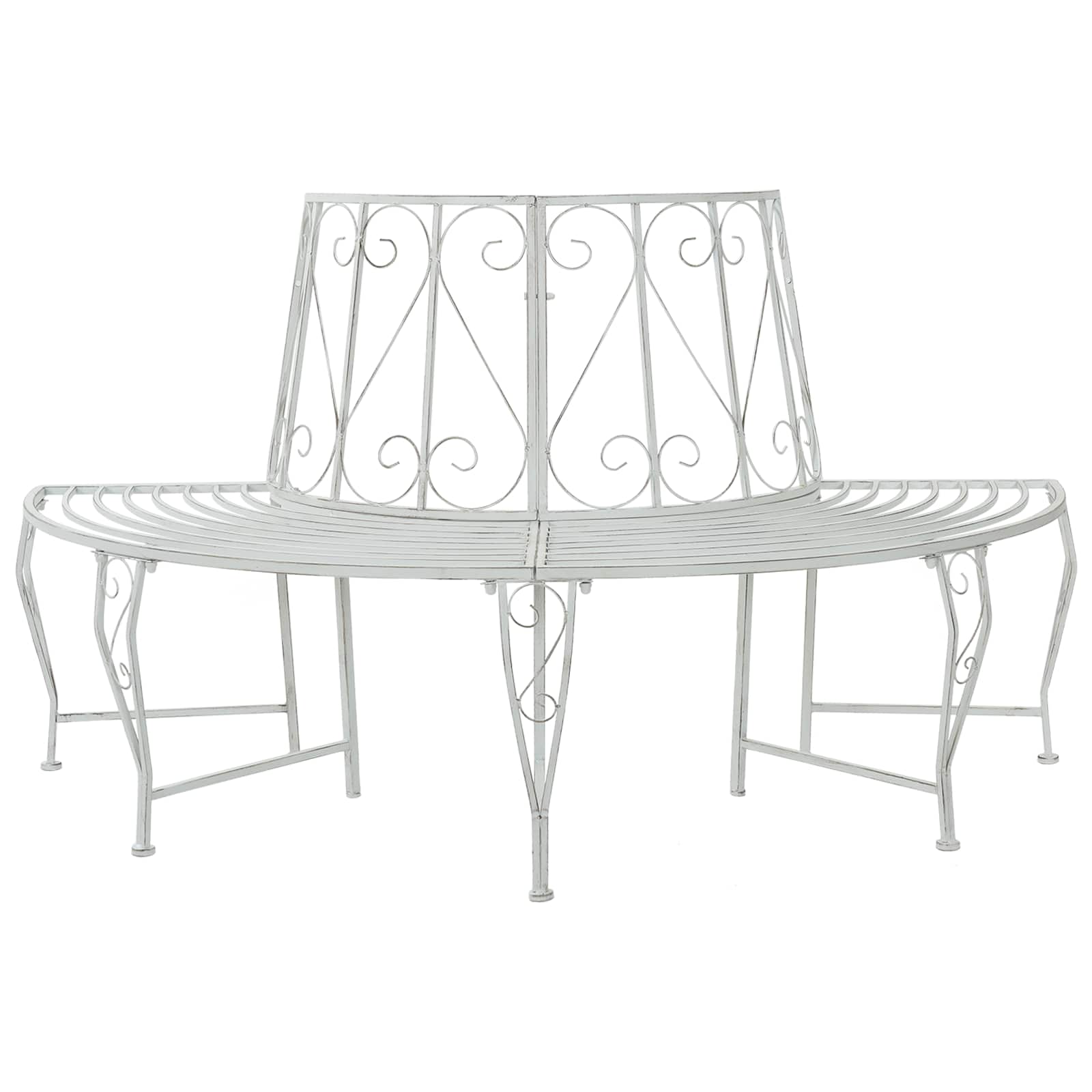 vidaXL Tr&auml;db&auml;nk 4-Antal sittplatser 160 x 80 x 89 cm St&aring;l Antik vit