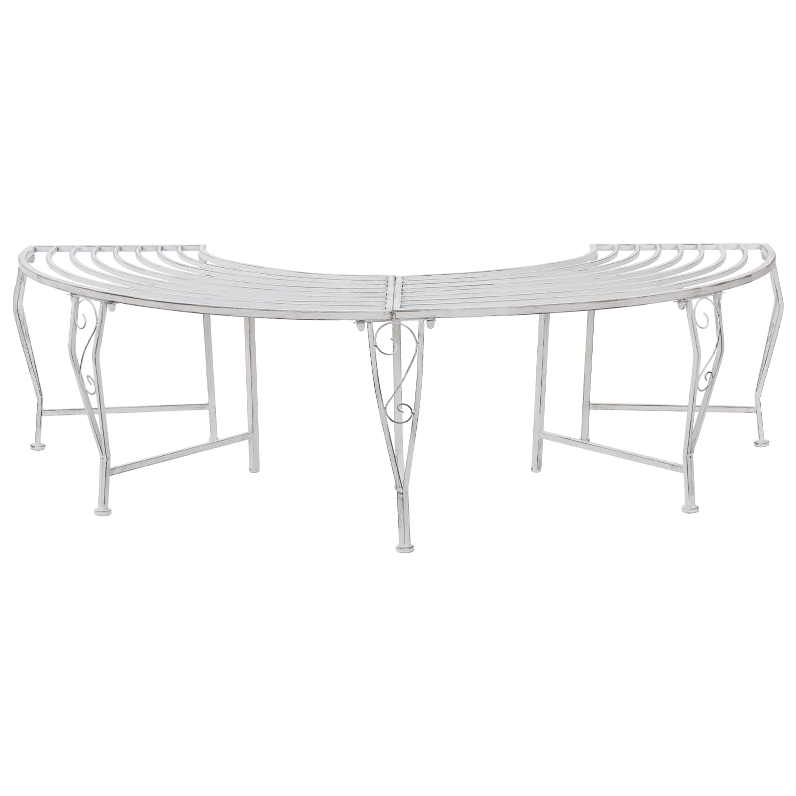 vidaXL Tr&auml;db&auml;nk 4-Antal sittplatser 160 x 80 x 44 cm St&aring;l Antik vit