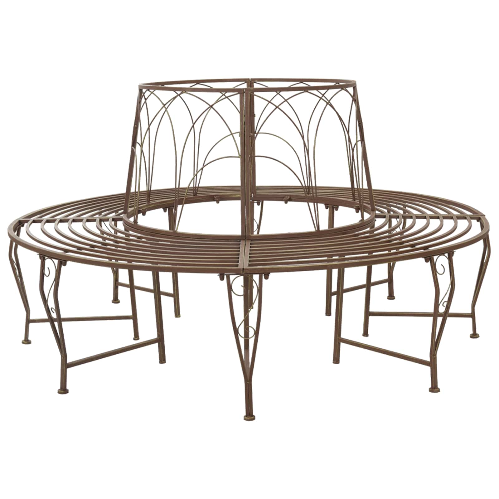 vidaXL Tr&auml;db&auml;nk 8-Antal sittplatser &Oslash; 160 x 89 cm St&aring;l Antikbrun Rund