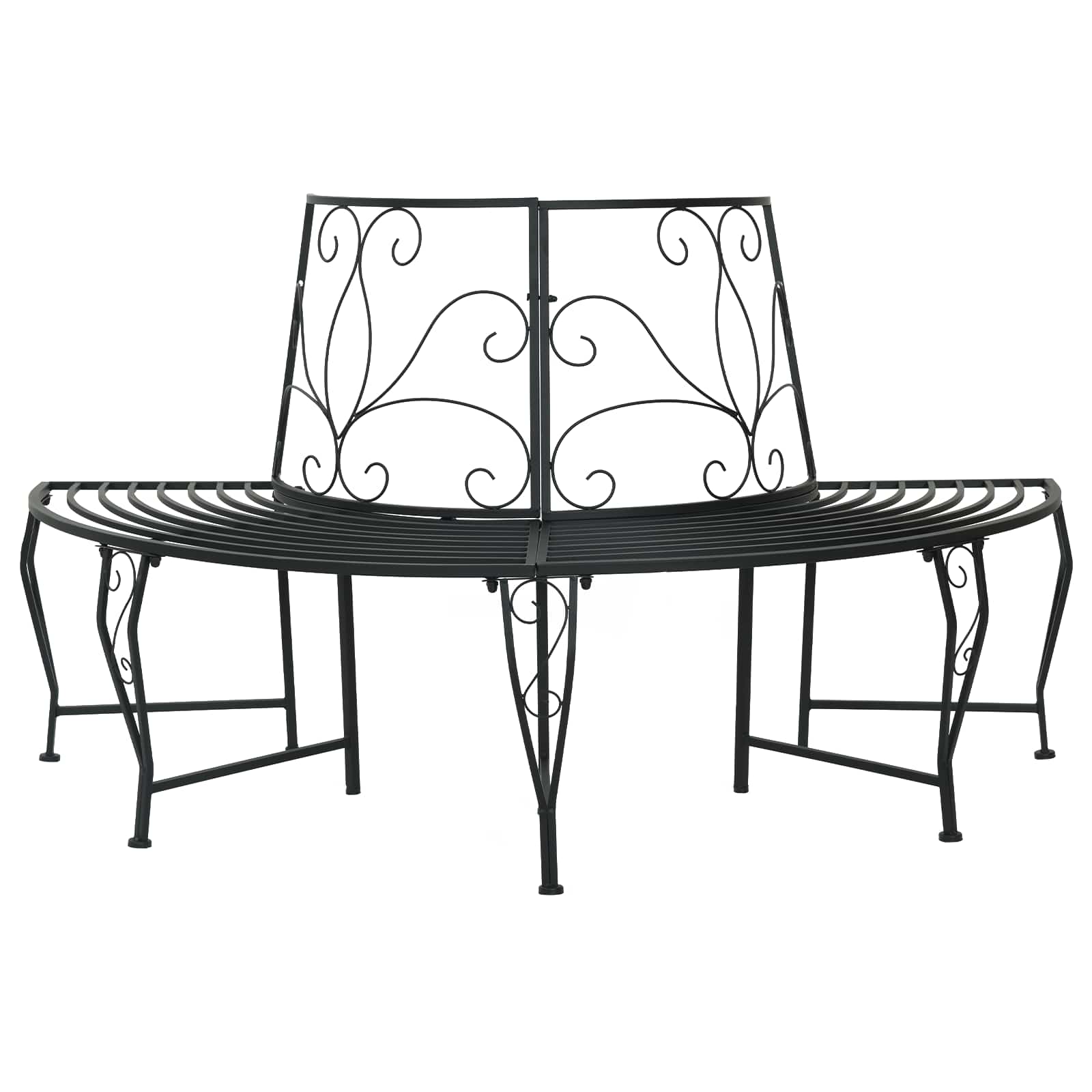 vidaXL Bancă cu arbori 4-Număr de locuri 160 x 80 x 89 cm Oțel Negru