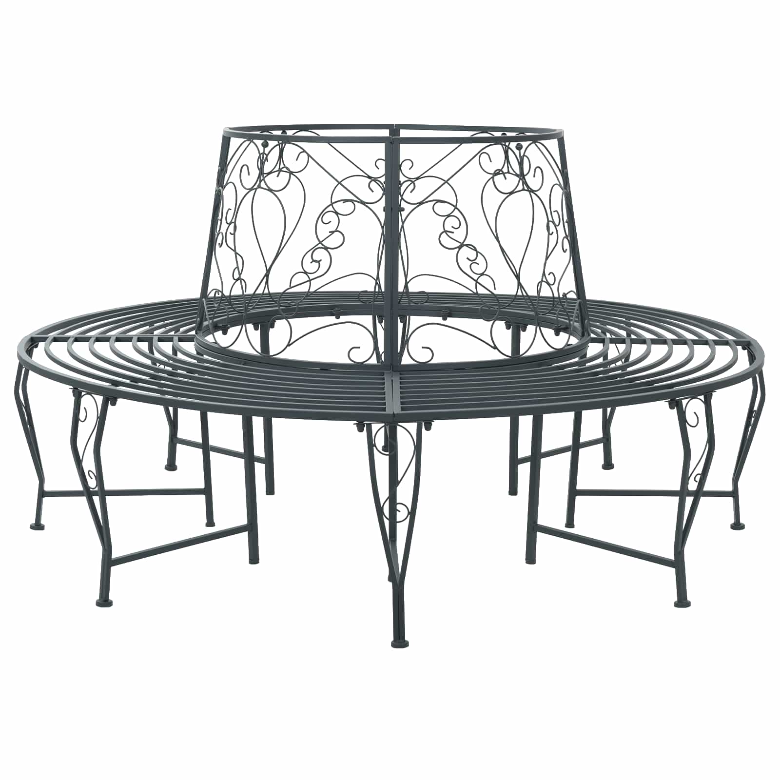 vidaXL Bancă cu arbori 8-Număr de locuri Ø 160 x 89 cm Oțel