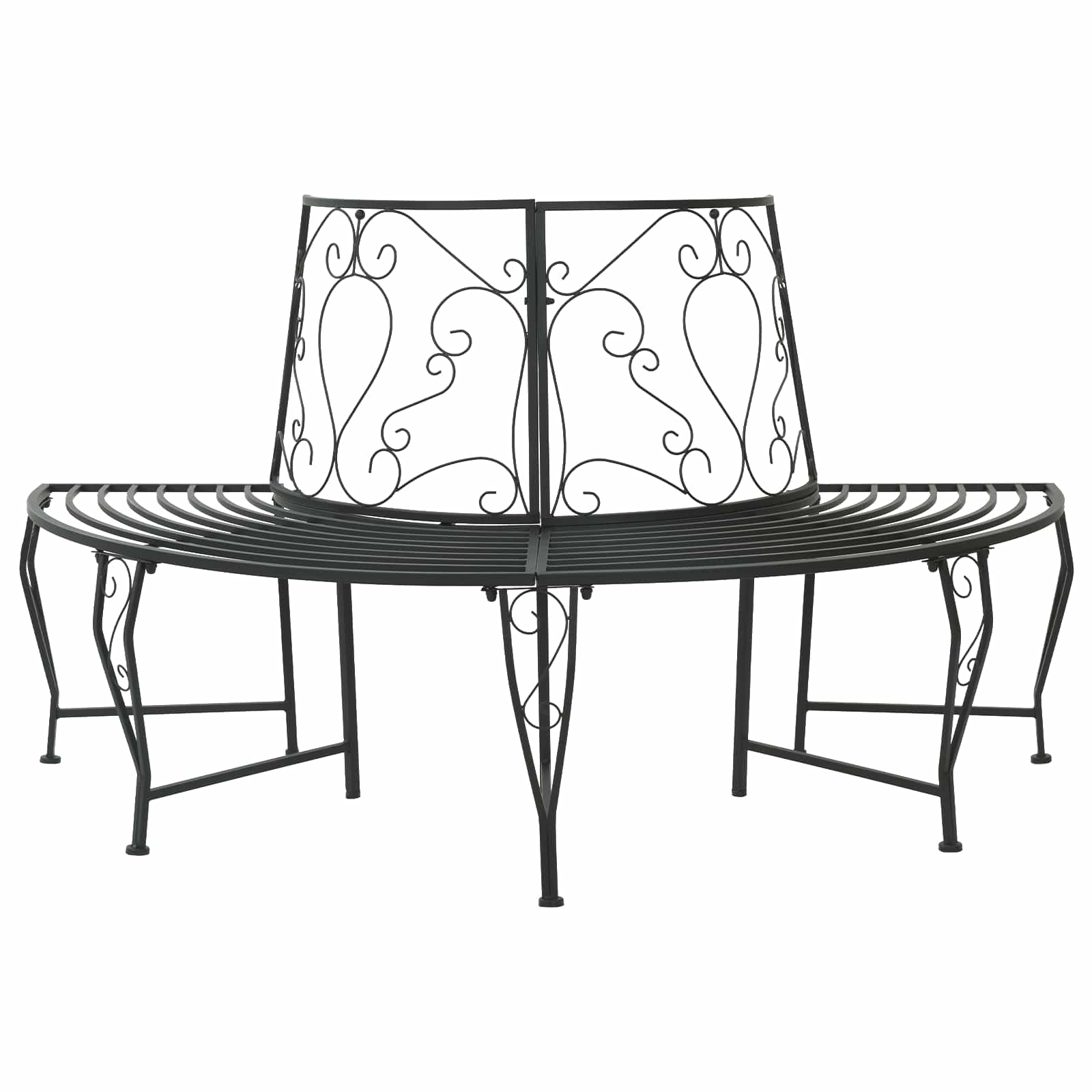 vidaXL Bancă cu arbori 4-Număr de locuri 160 x 80 x 89 cm Oțel Negru