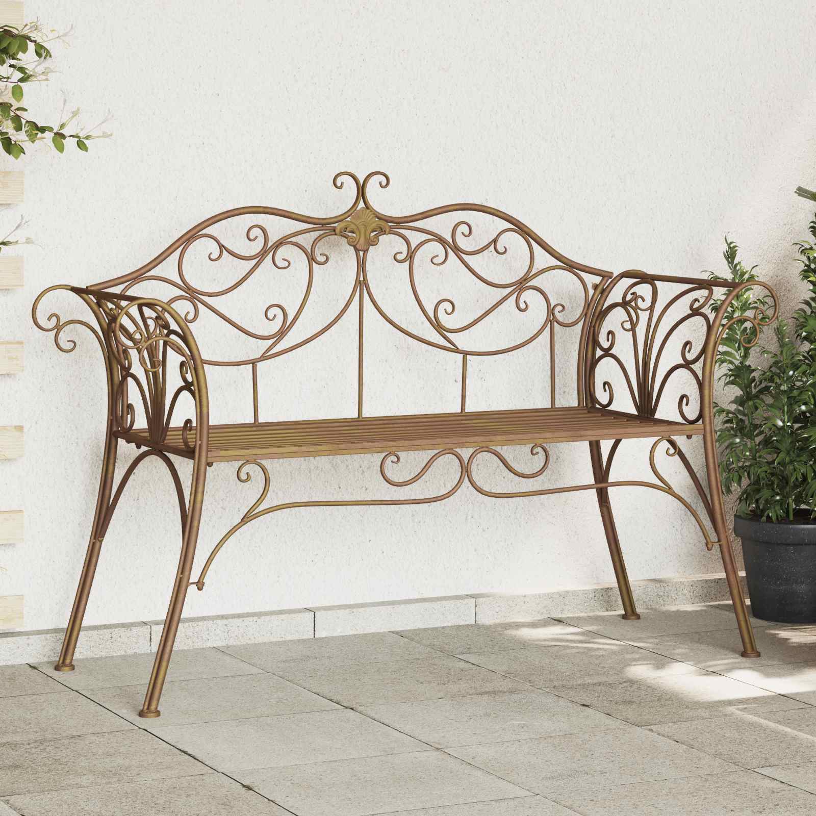 vidaXL Bancă de grădină 2-Număr de locuri 130 x 47 x 90 cm Oțel