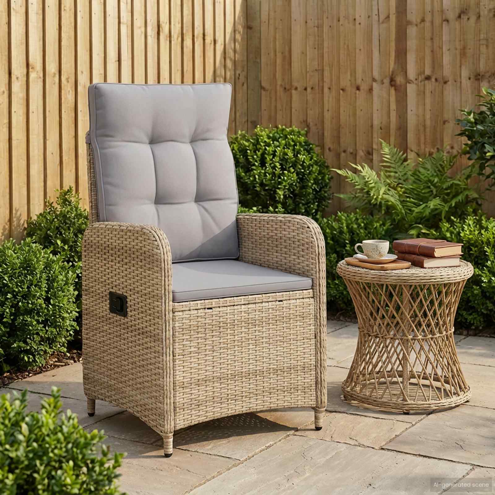 vidaXL Scaun de grădină rabatabil cu pernă 57 x 63 x 112 cm