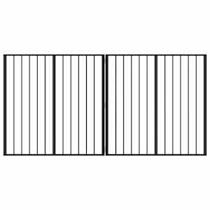 Psí brána 2 Panels Černý 100 x 100 cm Pozinkovaná ocel - obrázek 2