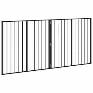 Psí brána 2 Panels Černý 100 x 100 cm Pozinkovaná ocel - obrázek 4
