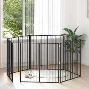 Pasja vrata 6 pcs Črna 100 x 100 cm Cinkana jeklena