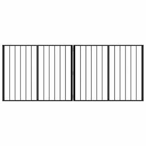 Psí brána 2 pcs Černý 100 x 80 cm Pozinkovaná ocel - obrázek 2