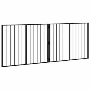 Psí brána 2 pcs Černý 100 x 80 cm Pozinkovaná ocel - obrázek 4