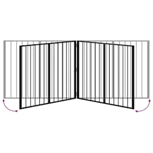 Psí brána 2 pcs Černý 100 x 80 cm Pozinkovaná ocel - obrázek 8
