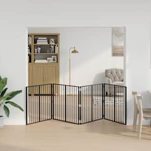 Pasja vrata 4 pcs Črna 100 x 80 cm Cinkana jeklena