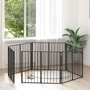 Pasja vrata 6 pcs Črna 100 x 80 cm Cinkana jeklena