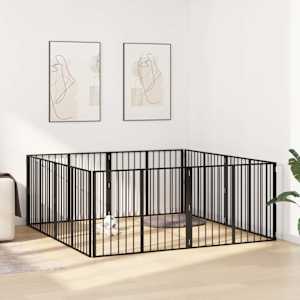 Pasja vrata 8 pcs Črna 100 x 80 cm Cinkana jeklena