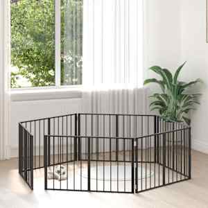 Pasja vrata 6 pcs Črna 100 x 60 cm Cinkana jeklena