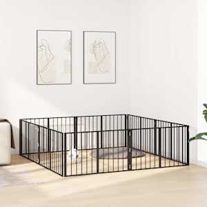 Pasja vrata 8 pcs Črna 100 x 60 cm Cinkana jeklena