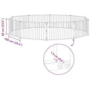 Psí brána 10 pcs Černý 100 x 60 cm Pozinkovaná ocel - obrázek 9