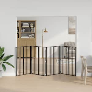 Pasja vrata 4 pcs Črna 80 x 100 cm Cinkana jeklena