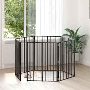 Pasja vrata 6 pcs Črna 80 x 100 cm Cinkana jeklena