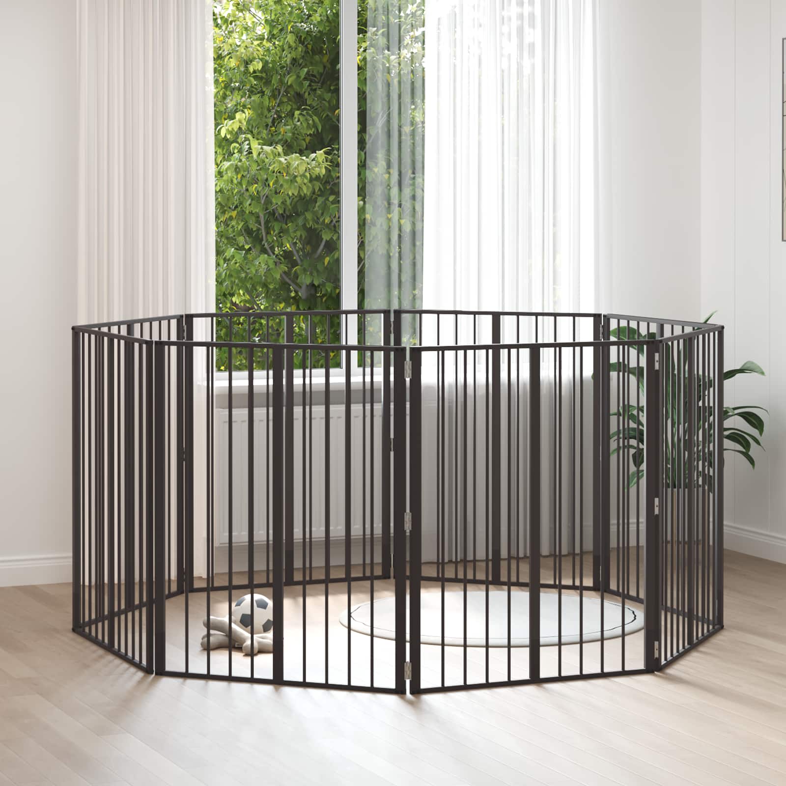 Hondenhek 8 pcs Zwart 80 x 100 cm Gegalvaniseerd staal image 3