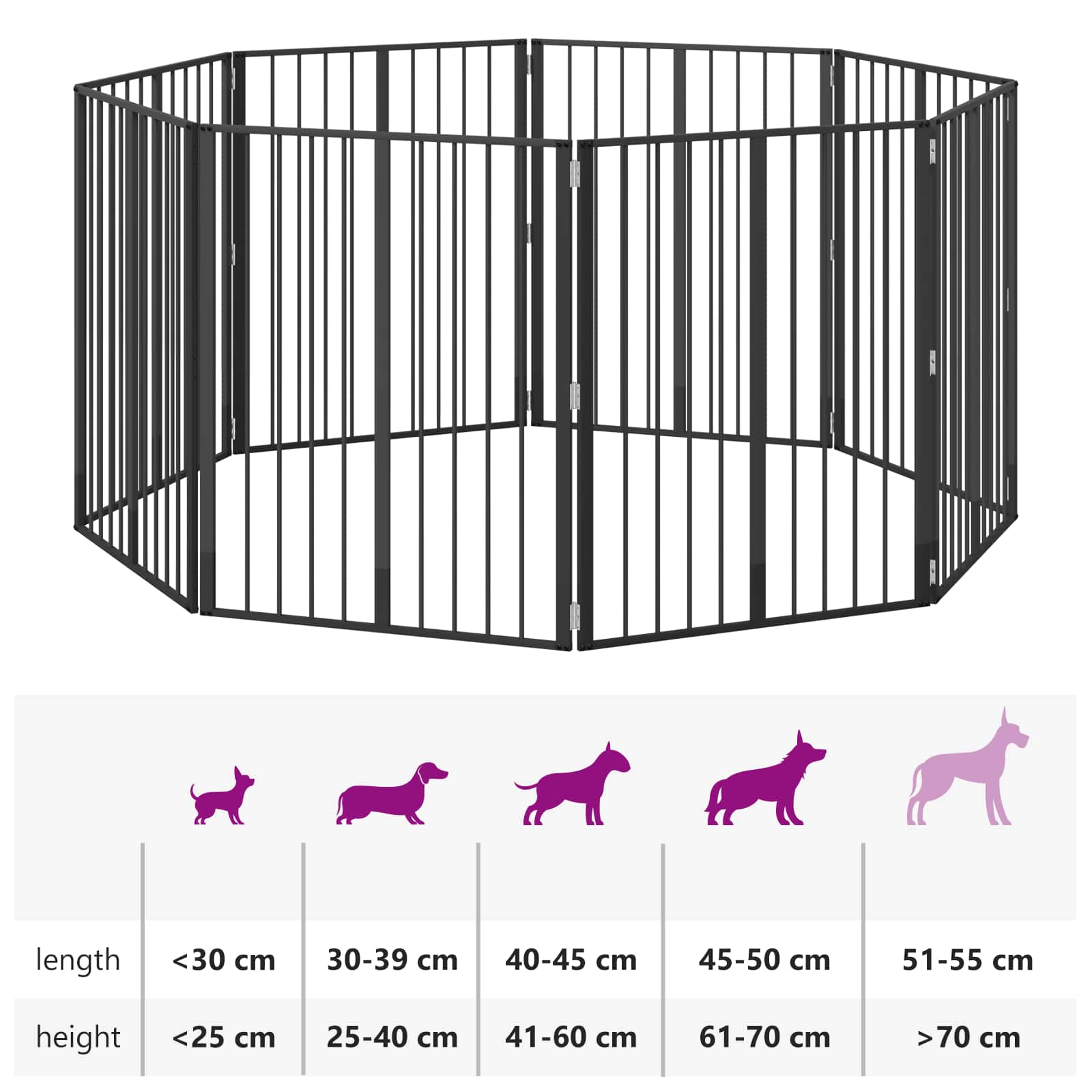 Hondenhek 8 pcs Zwart 80 x 100 cm Gegalvaniseerd staal image 10