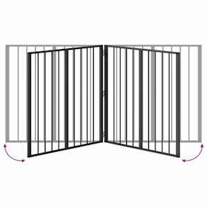 Psí brána 2 pcs Černý 80 x 80 cm Pozinkovaná ocel - obrázek 8