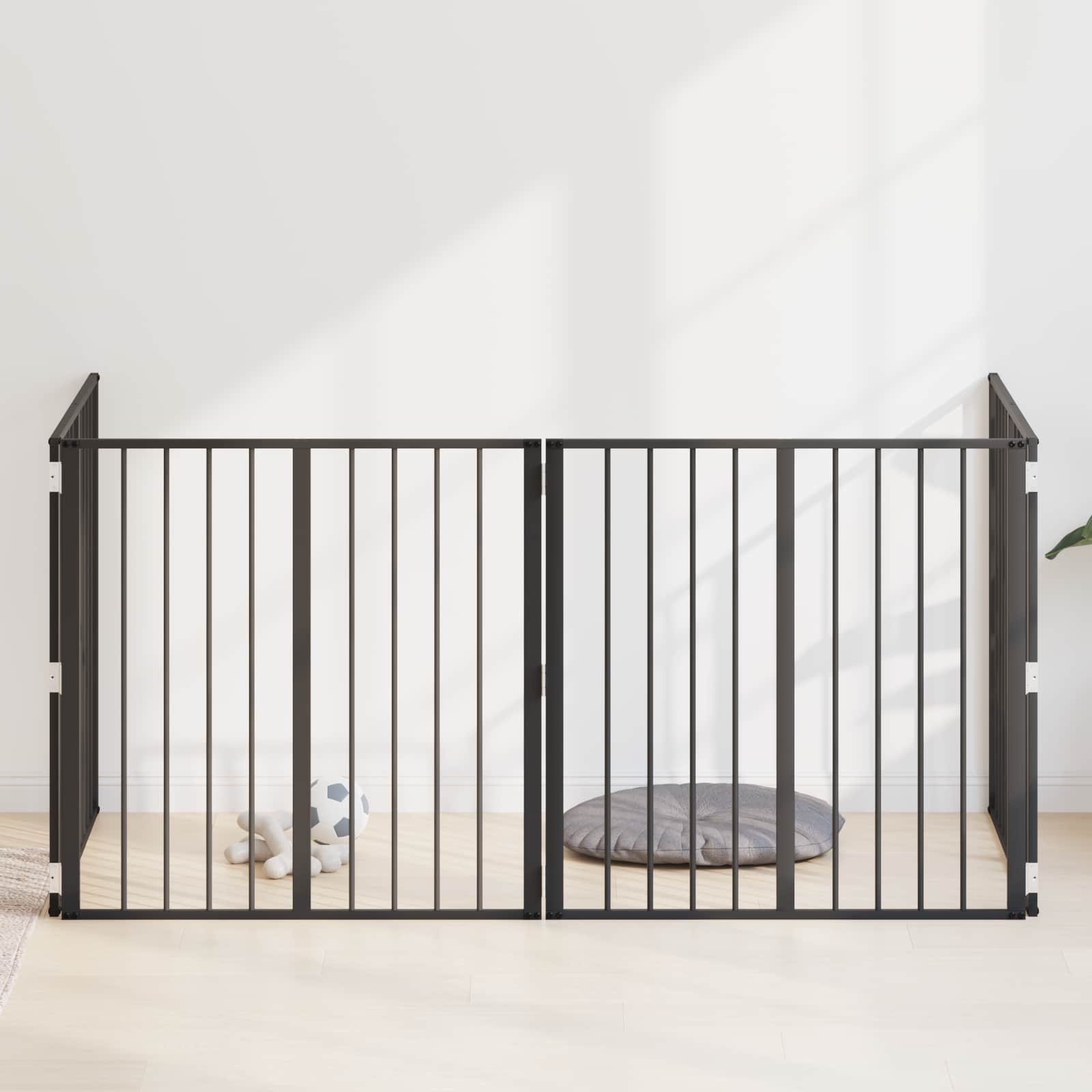 vidaXL Poartă pentru câini 4 pcs Negru 80 x 80 cm Oțel Galvanizat