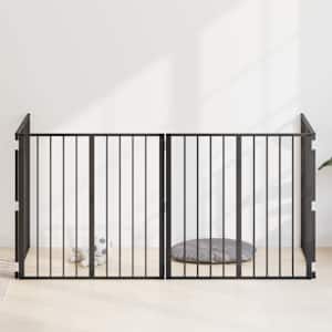 Pasja vrata 4 pcs Črna 80 x 80 cm Cinkana jeklena