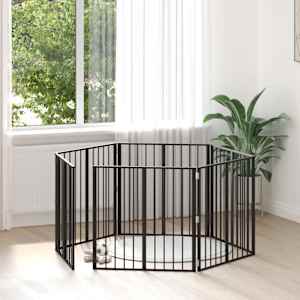 Pasja vrata 6 pcs Črna 80 x 80 cm Cinkana jeklena