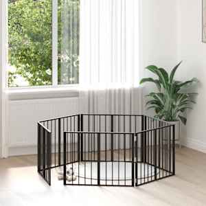 Pasja vrata 6 pcs Črna 80 x 60 cm Cinkana jeklena